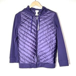 Chico's weekends 0 purple lightweight hooded full zip jacket size 4 B183